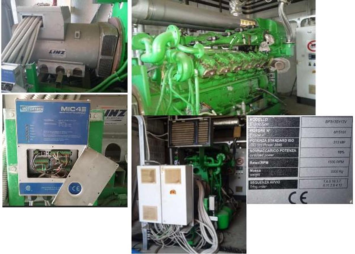 Used Jenbacher Series 3 BP313SY12V – 300 kWe Biogas/Natural Gas Cogeneration Unit with LINZ Alternator