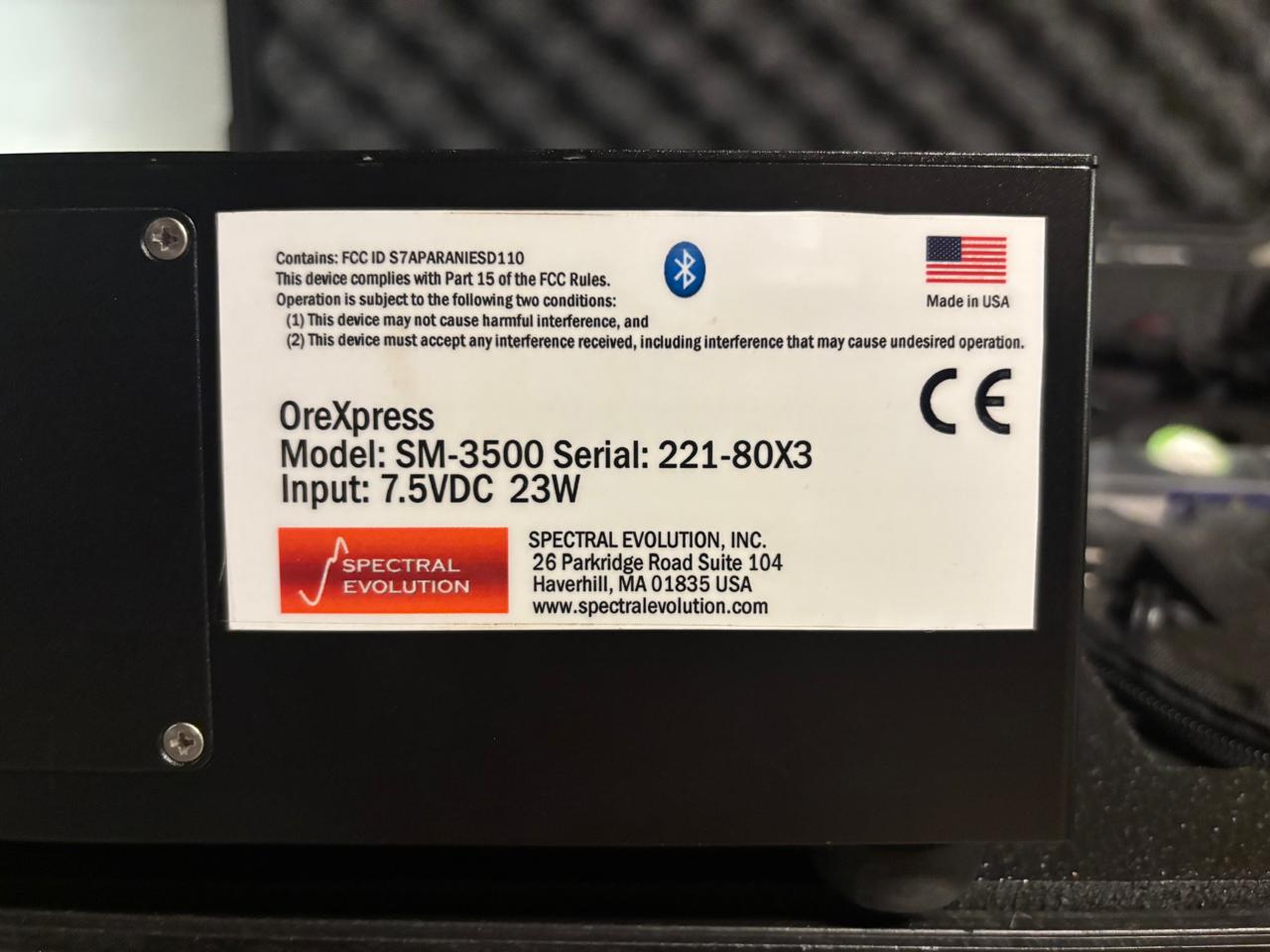 Used Spectral Evolution OreXpress SM-3500 Field Spectroradiometer System
