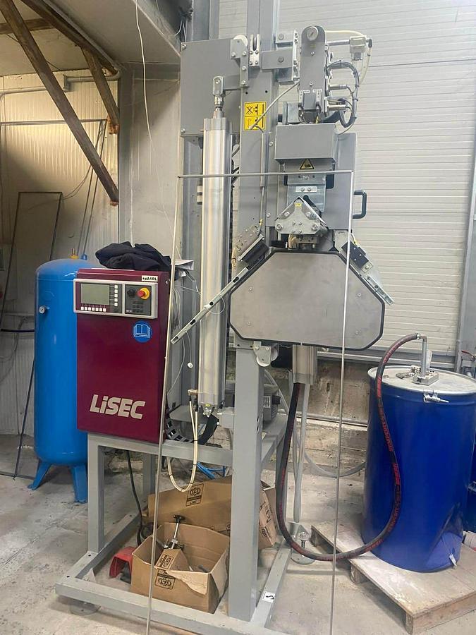 Used Lisec Profile bending BSV 45 NK bending profile machine + Lisec A1 RL automatic dessicant filler