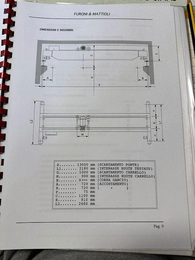 Used 2008 Foroni & Mattioli 3.2 ton overhead crane