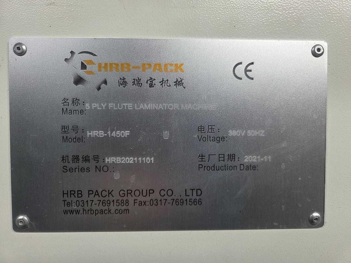 Used 2021 HRB 1450F, 5PLY Flute Laminator
