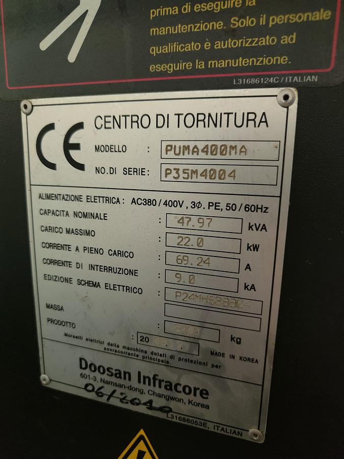 Used 2008 DOOSAN PUMA 400 MA LATHE