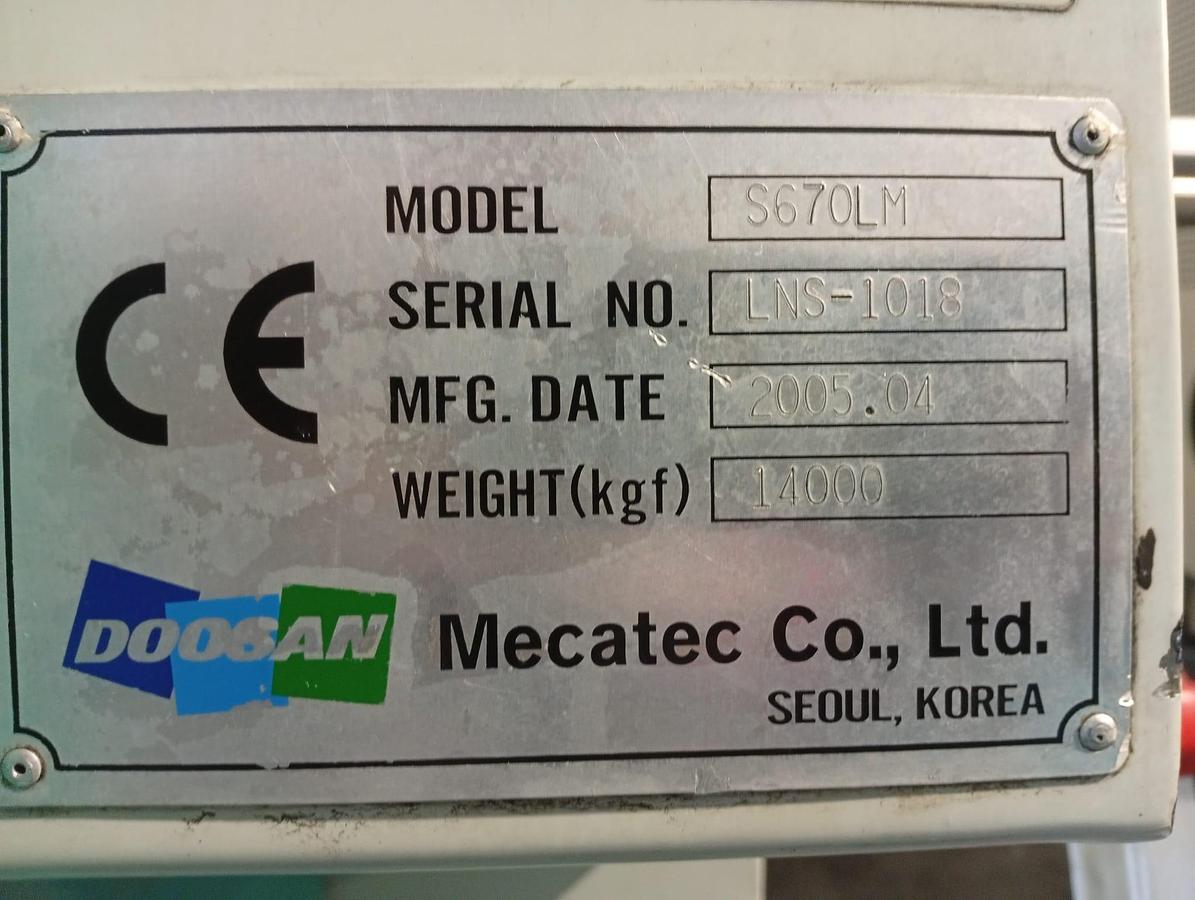 Used 2005 DOOSAN lathe mod.S670LM