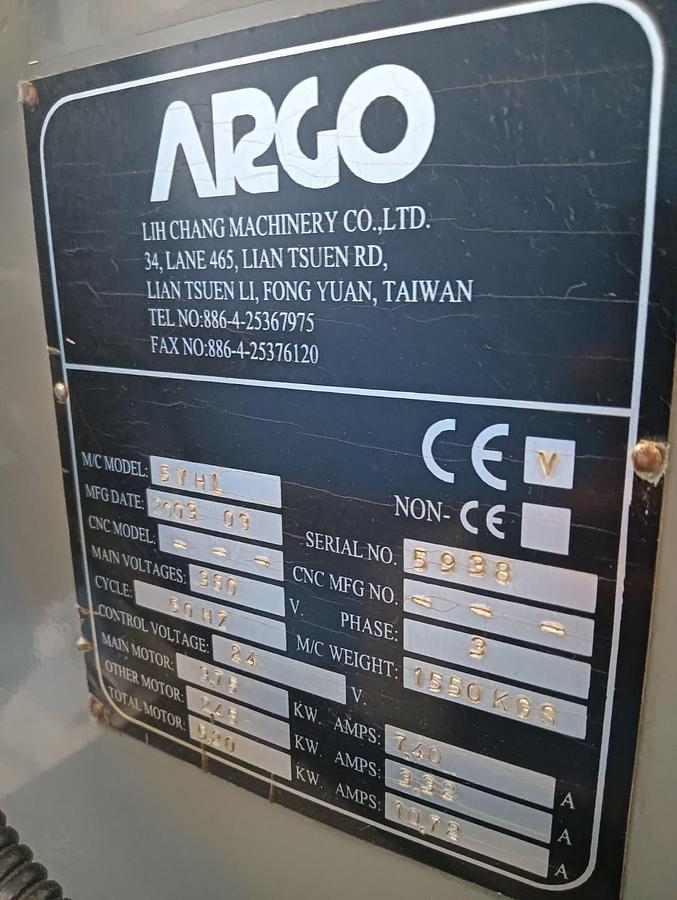 Usato 2003 FRESATRICE ARGO mod.5VHL
