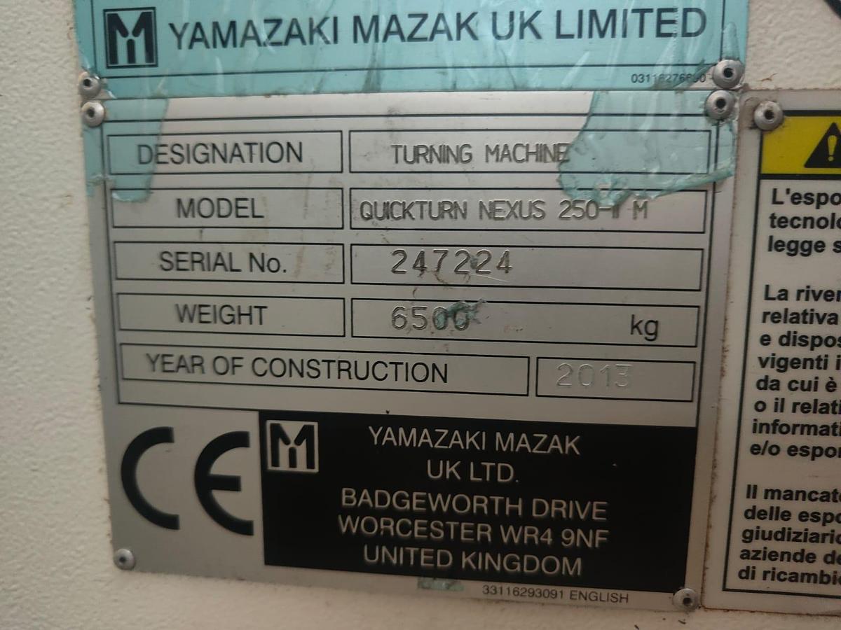Used 2013 MAZAK lathe mod.QUICKTURN NEXUS 250-II-M