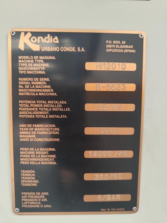 Used 2001 VERTICAL PORTAL CENTER KONDIA model.HM2010