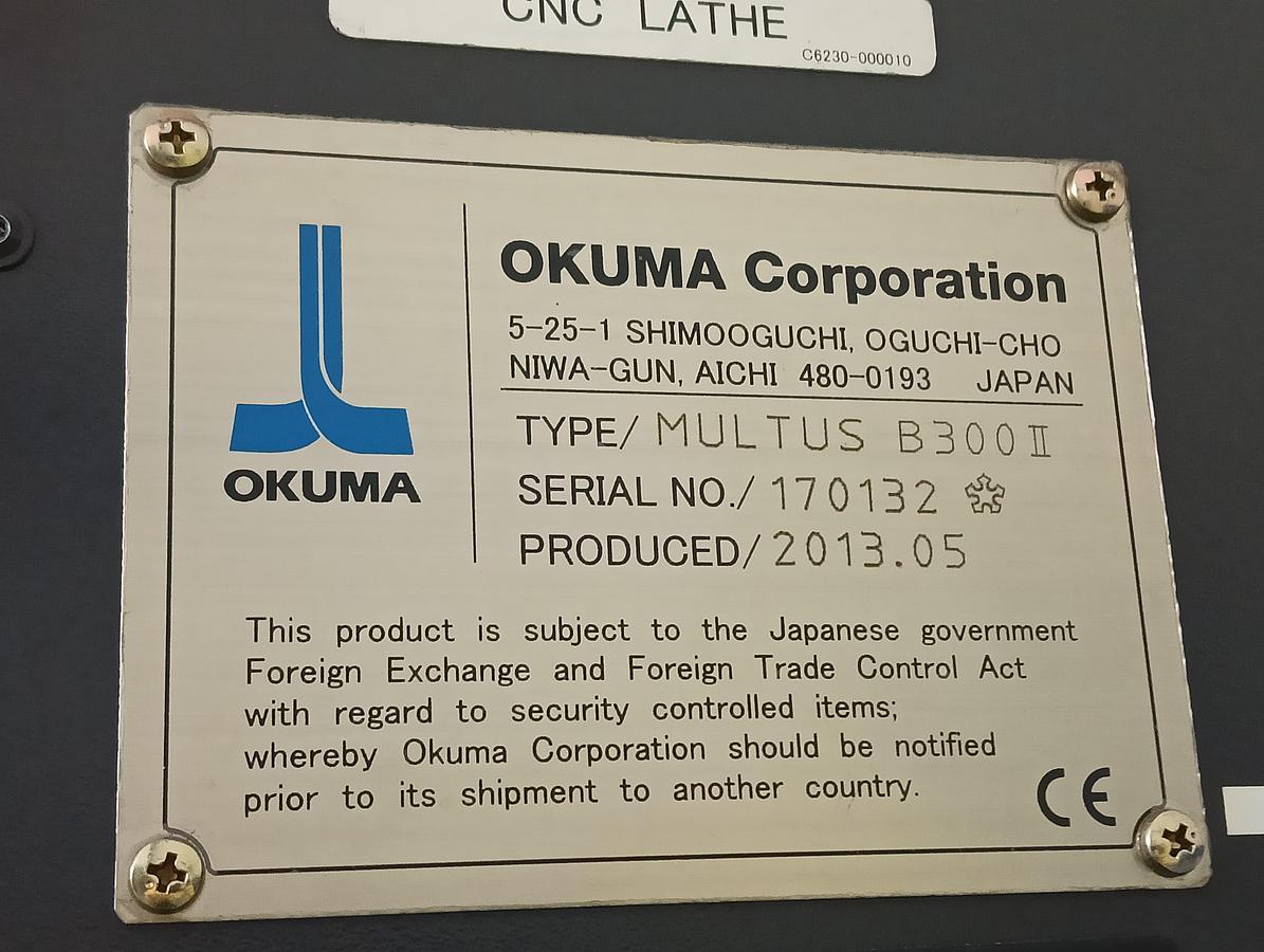 Used 2013 OKUMA MULTUS lathe mod. B 300 II