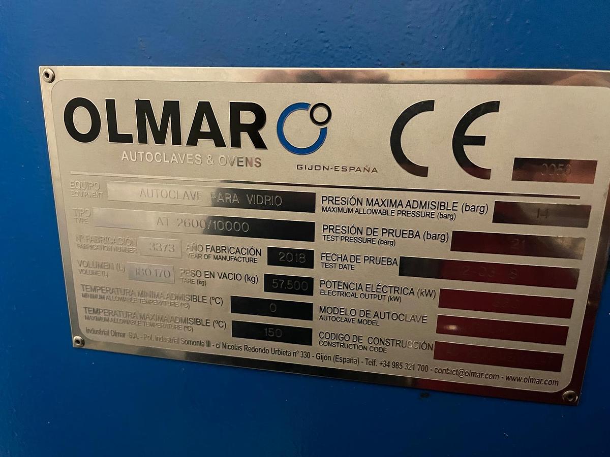 Used 2018 OLMAR AT-2600/10000 Glass Autoclave 