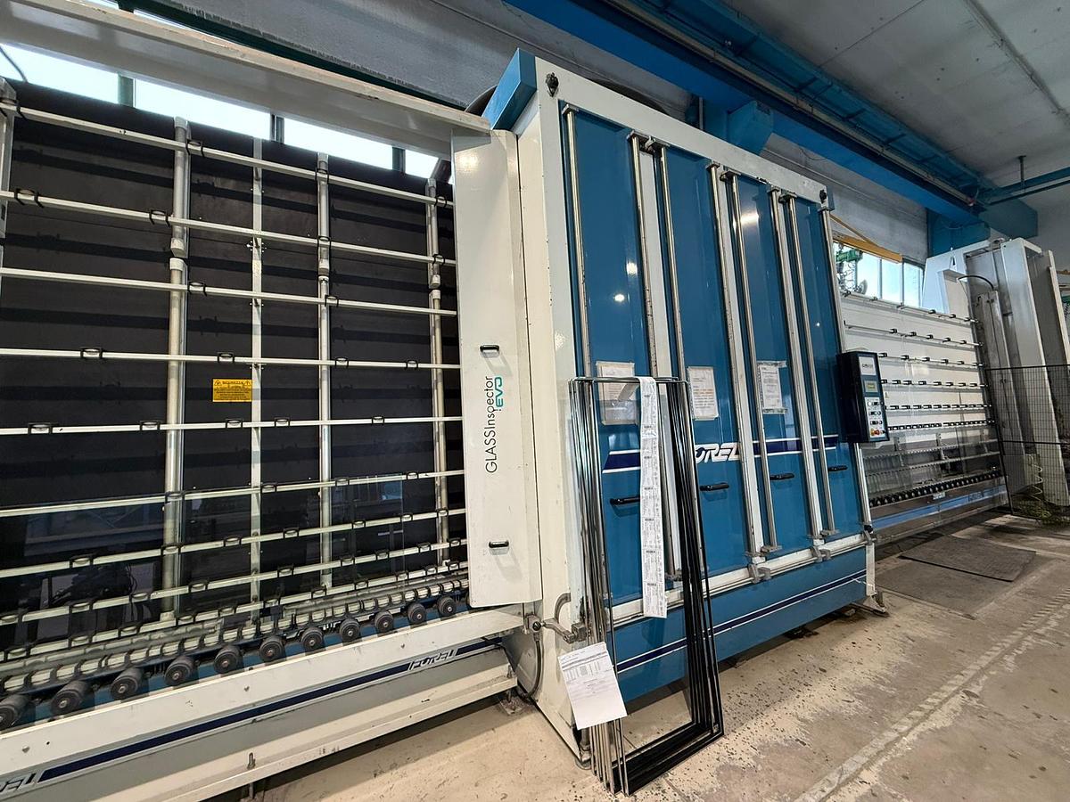 Used 2019 Forel EM 25 Vertical Glass Edging Line with 2500mm Vertical Washing Machine