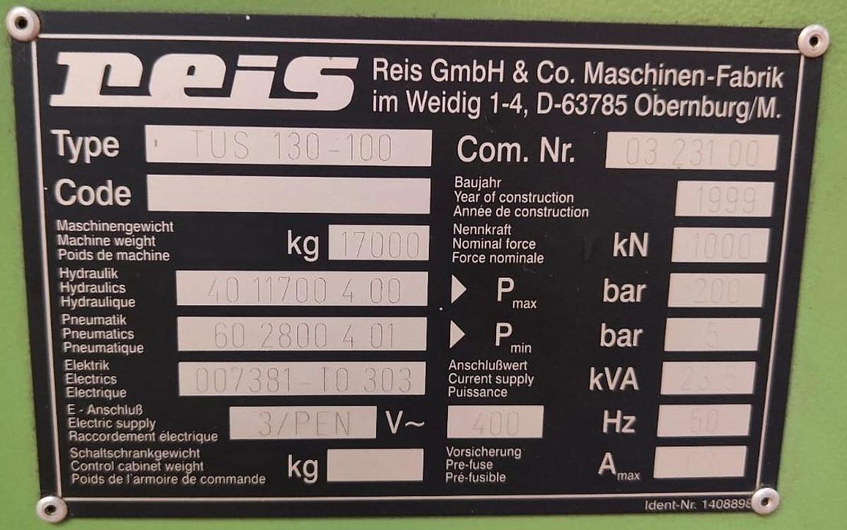 Gebraucht 1999 REIS FORMENPRÜFPRESSE Mod. TUS 130-100