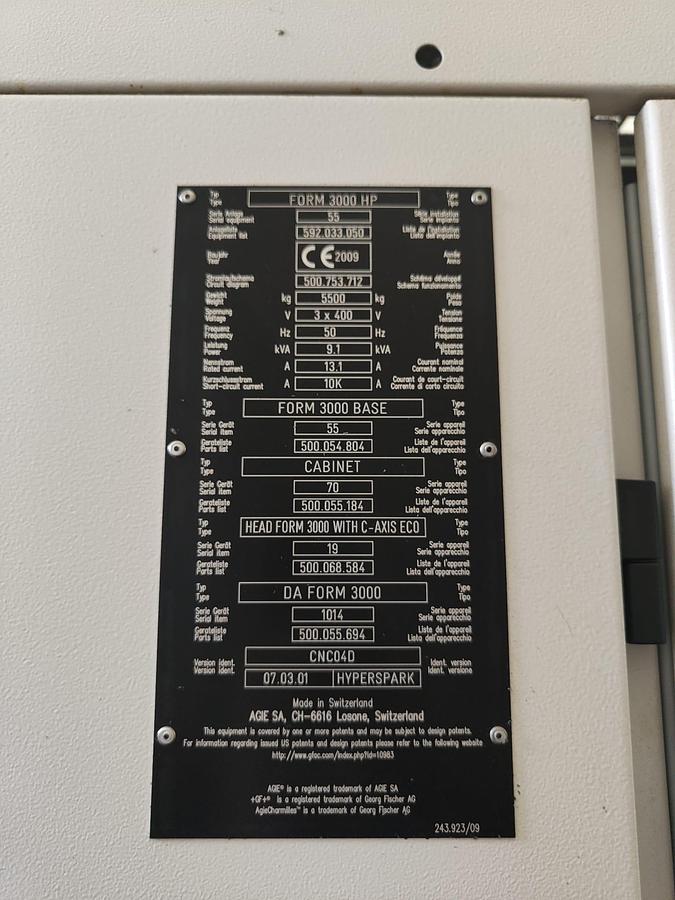 Gebraucht 2010 ELEKTROEROSION TROCKENGF CHAR MILLES FORM 3000 HP