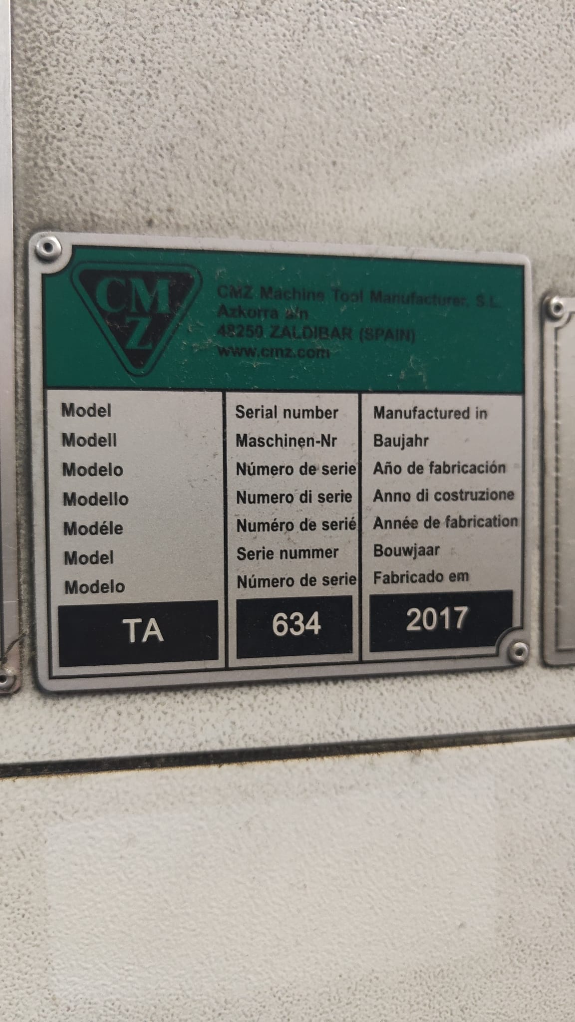 Used 2017 LATHE CMZ model.TA30 with Lunette