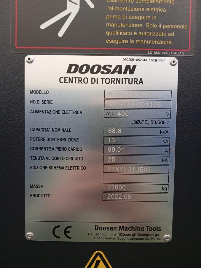 Used 2022 DOOSAN LATHE model PUMA 600 LM II
