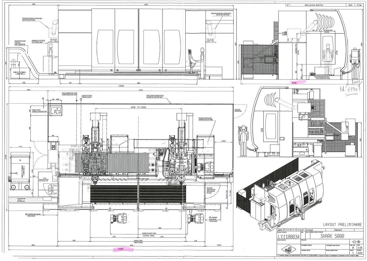 Used 2013 CNC MILLING MACHINE OMV model SHARK 5000