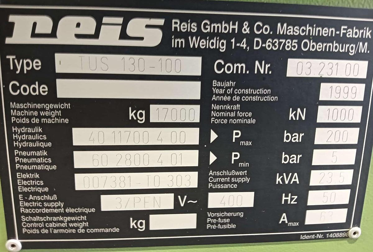 Used 1999 REIS Mould Testing Press mod.TUS 130-100