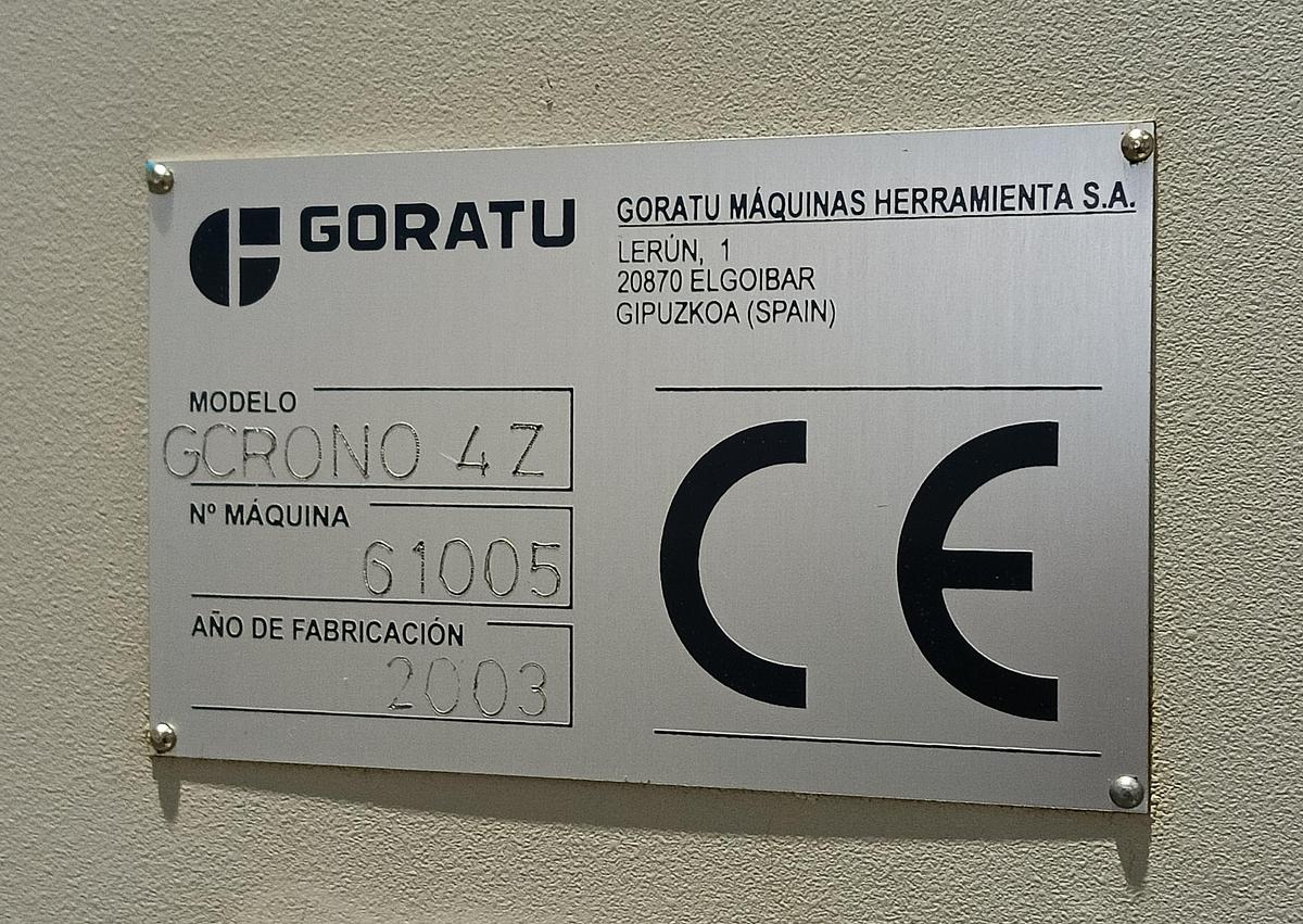 Used 2003 GORATU CNC lathe mod. G CRONO 4Zx1000