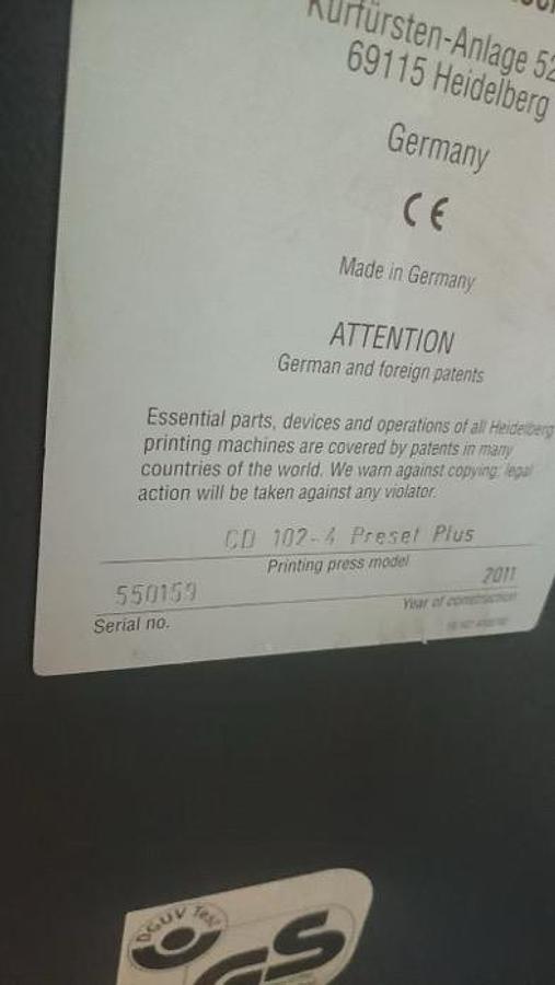 Used 2011  Heidelberg  CD 102-4