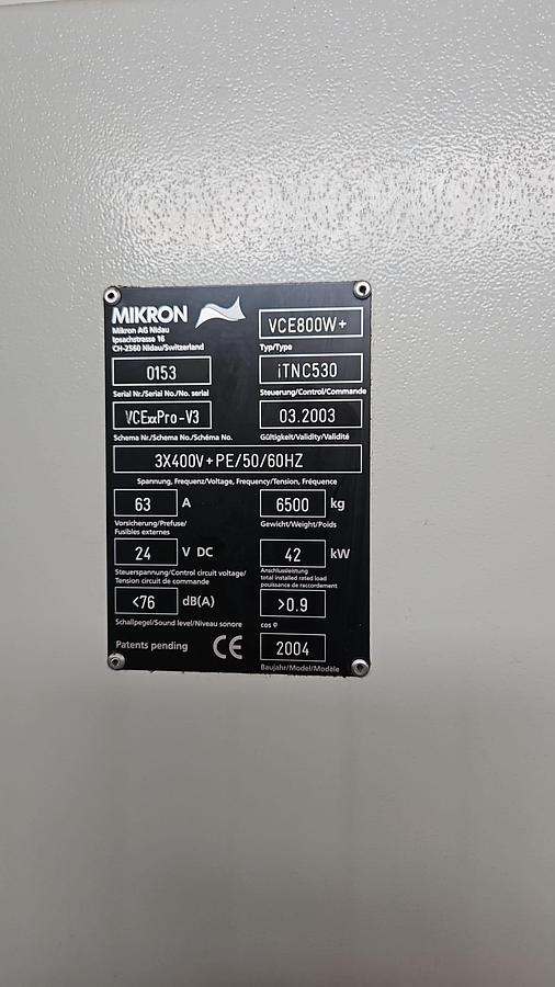 Usato 2004 CENTRO VERTICALE MIKRON mod.VCE 800 W PRO