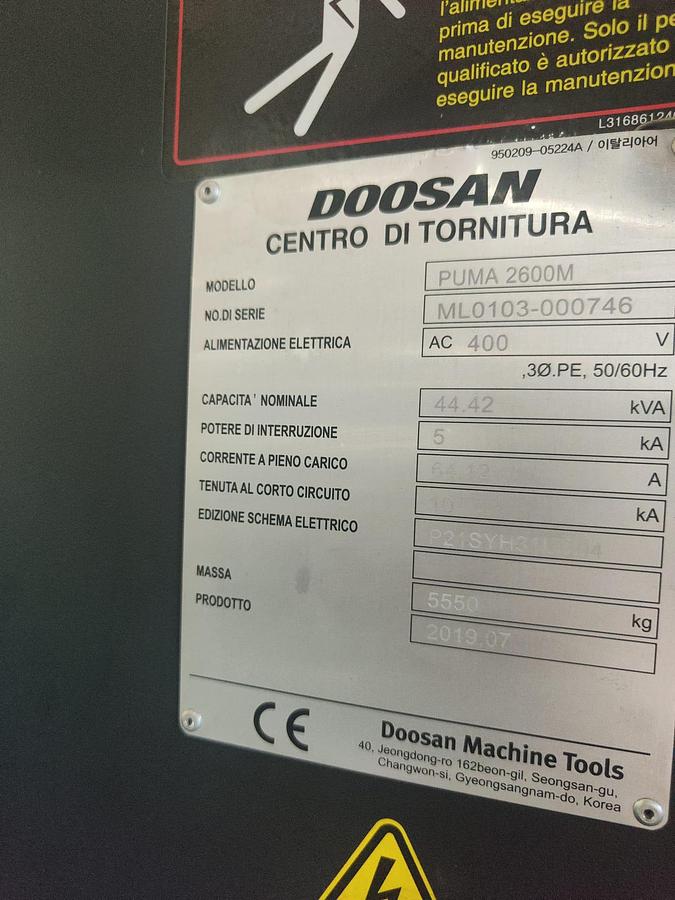 2019 DOOSAN PUMA 2600M LATHE