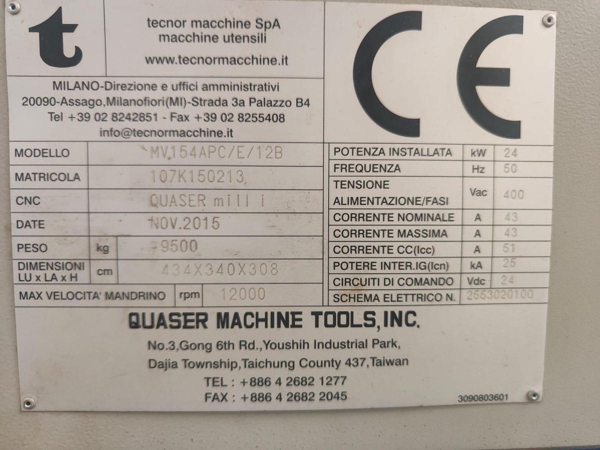 Used 2015 VERTICAL CENTER QUASER model MV154 APC/E/12B