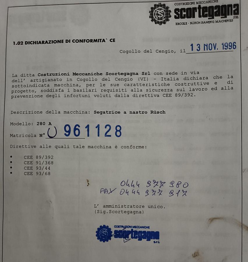 Used 1996 RUSCH SAW mod.280 A