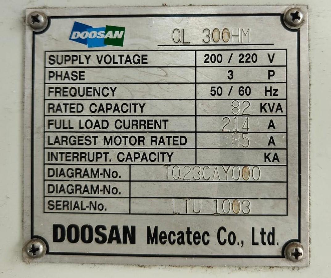 Used 2005 DOOSAN LATHE mod.QL 300HM