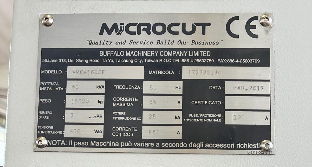 D'occasion Centre d'usinage vertical Microcut VMC-1600 F (2017)
