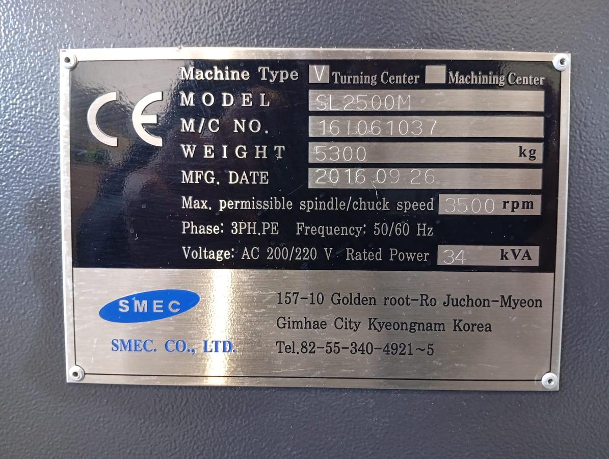 Used 2016 TURNING LATHE SAMSUNG SMEC model SL 2500BM