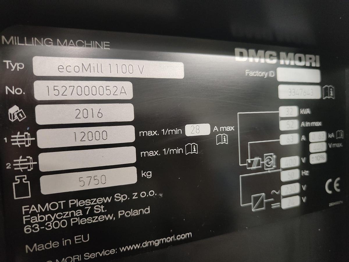 Gebraucht 2016 ZENTRALE WERKSTATT DMG MORI Modell ECOMILL 1100 V
