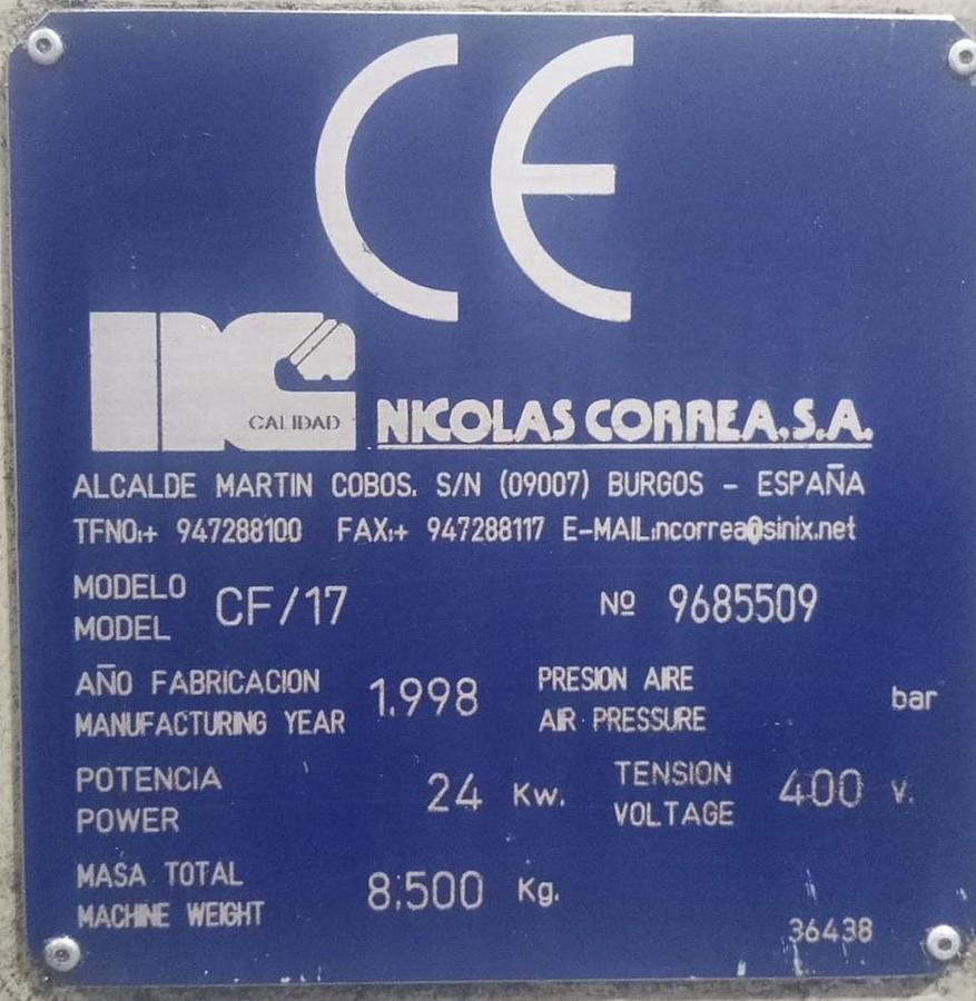 Used 1998 NICOLAS CORREA MILLING MACHINE mod.CF/17