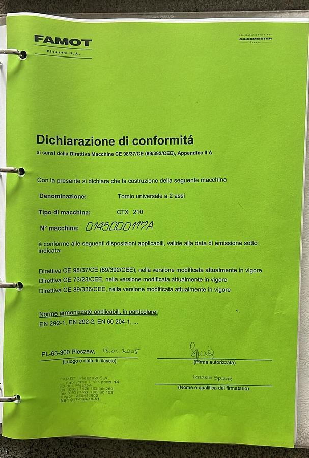 Used 2004 GILDEMEISTER CNC lathe mod.CTX 210M