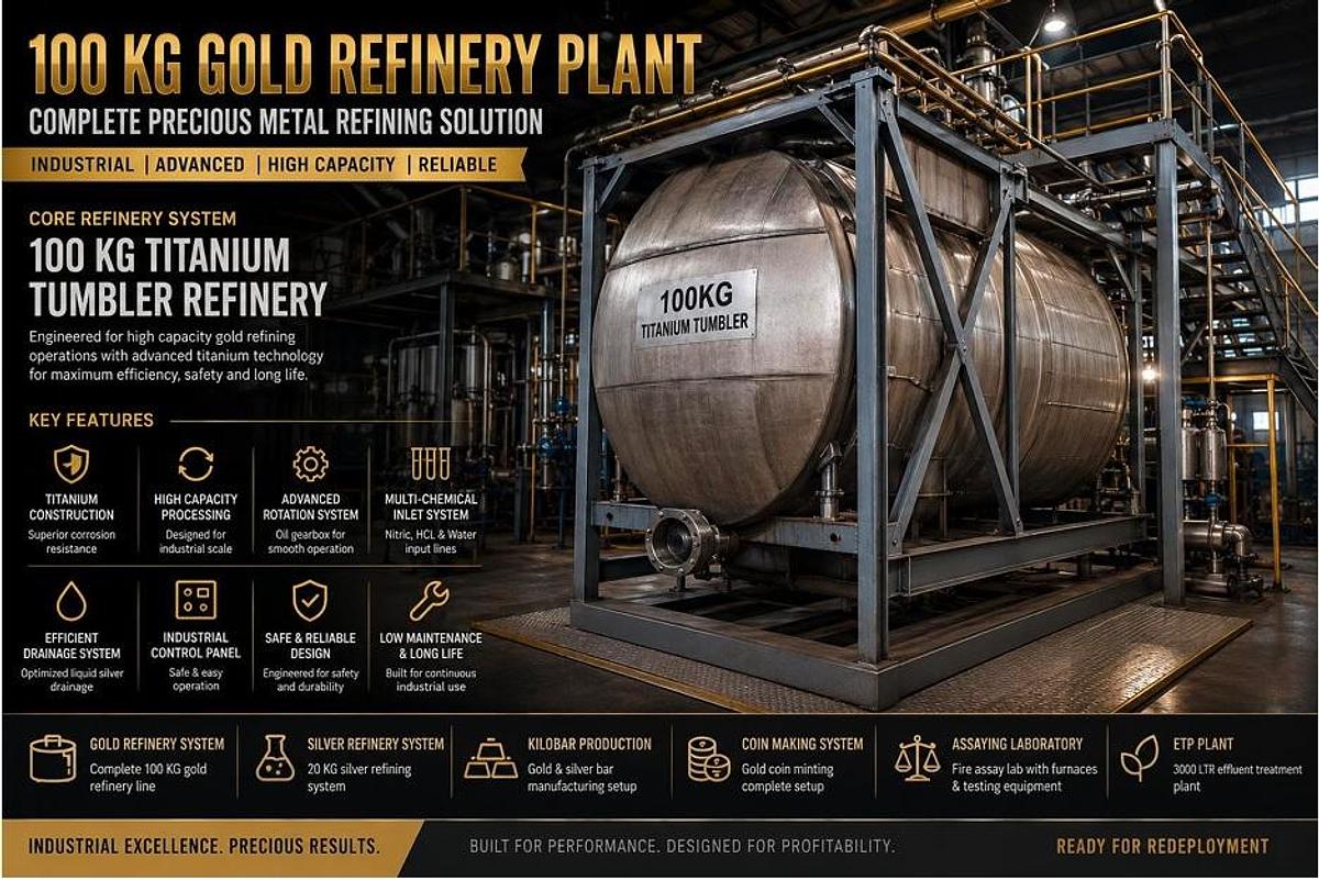 Used 100 KG Gold Refinery Plant — Complete Precious Metal Refining System