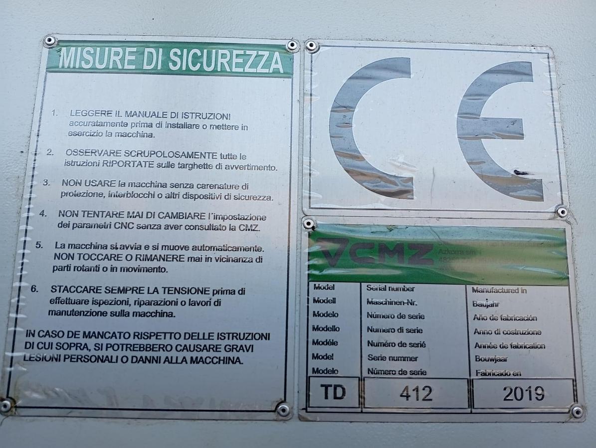 Used 2019 CMZ CNC LATHE mod.TD45Y