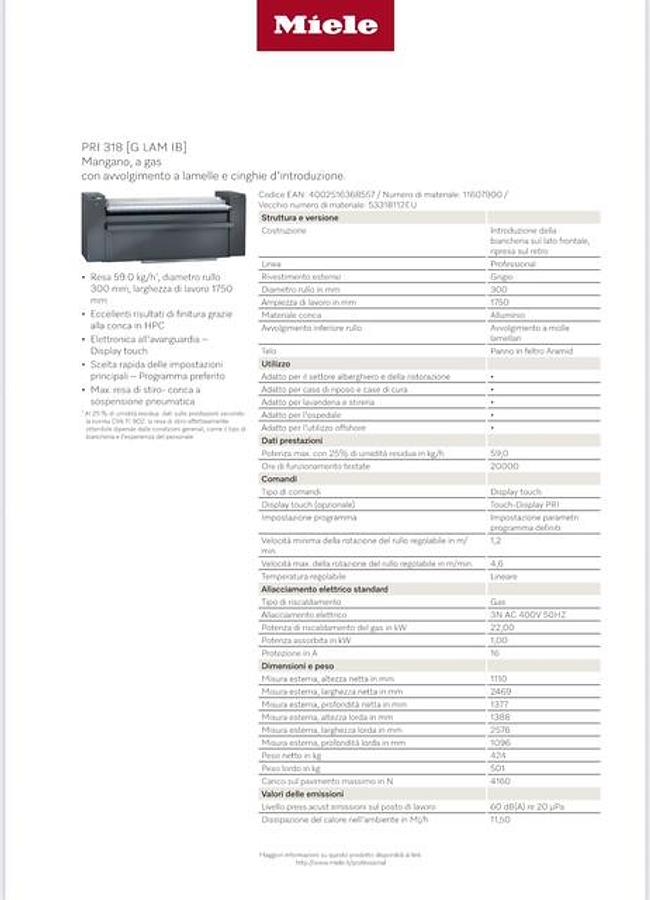 Used 2025 Miele PRI 318 Gas Flatwork Ironer