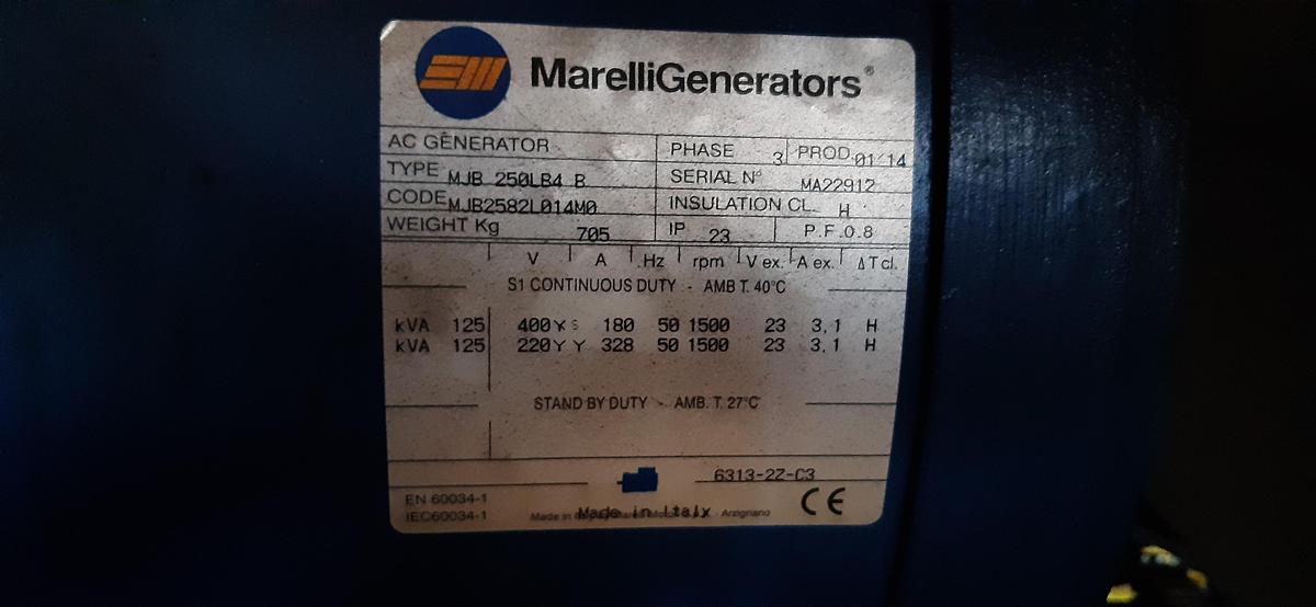 Used 2014 MAN E2842 E312 Natural Gas Generator Set – CHP Unit Marelli Generators MJB 250LB4 B – 125 kVA