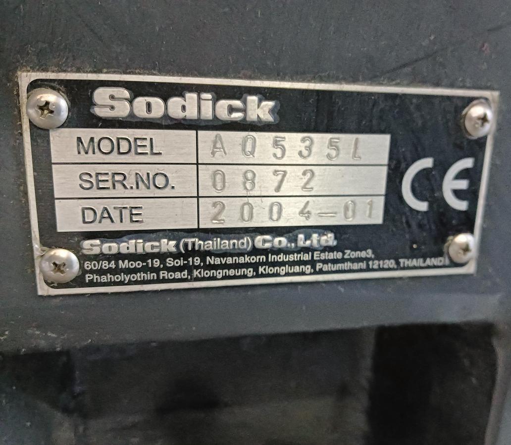 Used 2004 SODICK WIRED ELECTROEROSION mod.AQ535L