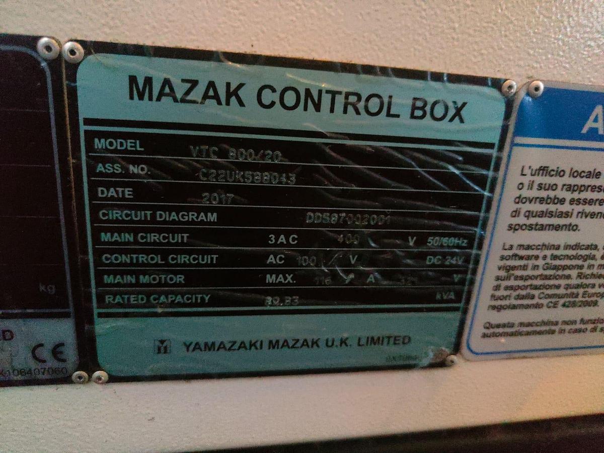 Used 2017 MAZAK VTC 800/20HD-iso 50-