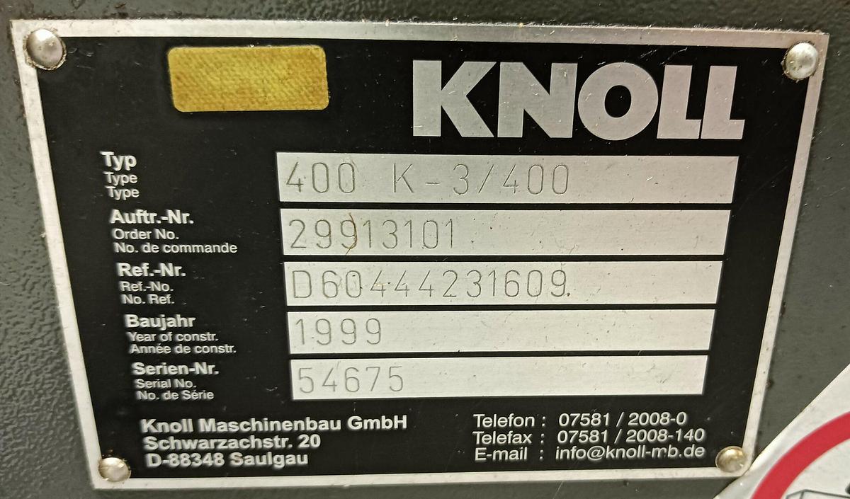 Used 1999 KNOLL TRUCIBLE EVACUATOR mod.400K-3/400