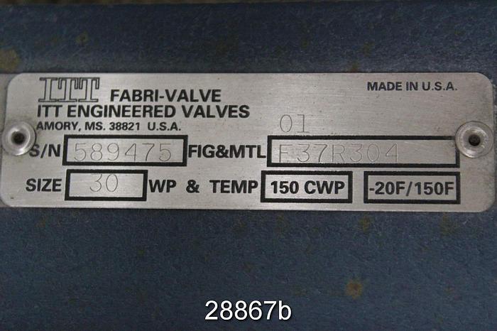 Used Fabri  3" Hand Operated Knife Gate Valve #28867