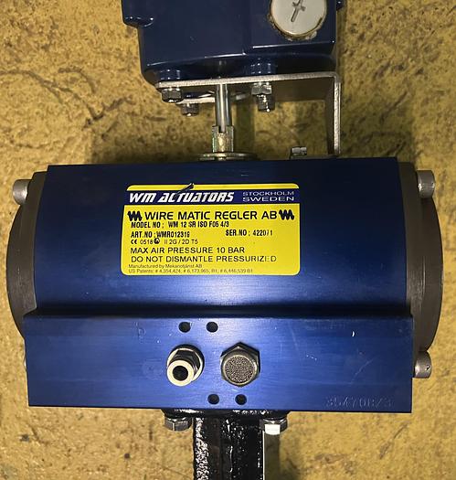 Used 2010 UNI-VALVE WM actuators, model WM 12 SR ISO F05 4/3 with butterfly valve, type VF-730 and position monitoring switch, type ITS-100