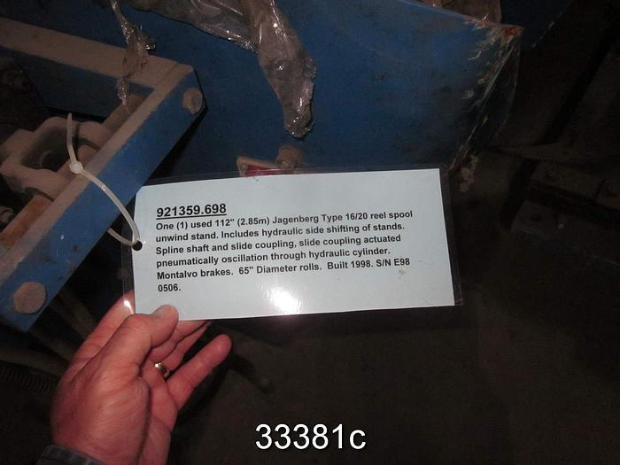 Used Jagenberg Vari-step Unwind With Brake #33381