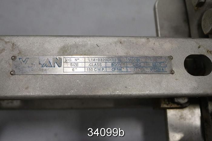 Used Velan 6" Hand Operated Knife Gate Valve #34099