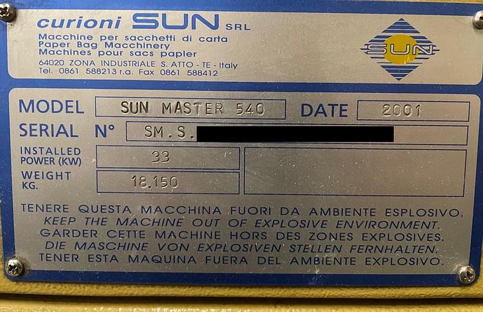 Used (visible in production) 2001 CURIONI SUN MASTER 540