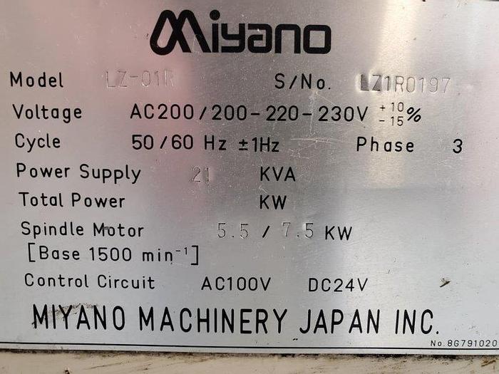 Used 2002 Miyano LZ-01R CNC Turning Center Equipped With Live Tooling