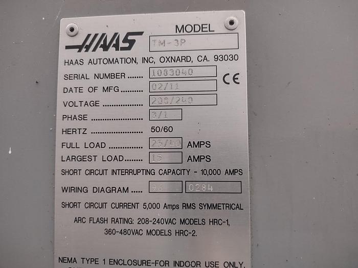 Used 2011 HAAS TM-3P CNC Vertical Machining Center
