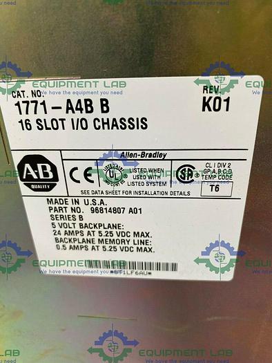 Used Allen-Bradley 1771: A4B CHASSIS, P4S, PLC-5/40C, NOC-B, IFE C, OBN/B