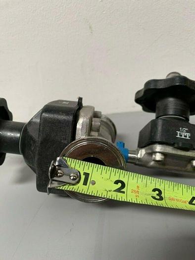 Used ITT Pure-Flo  Diaphragm Valve, 2 Valves w/ 1" & 1/2" Sanitary Fittings