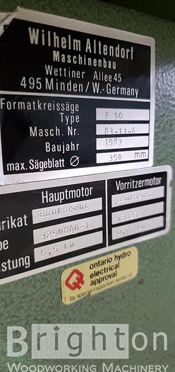 Used Altendorf F90 Used Sliding Table Saw