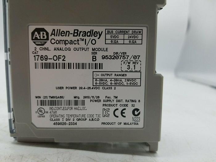 Used Allen Bradley 1769-OF2 1769-0F2 Ser B