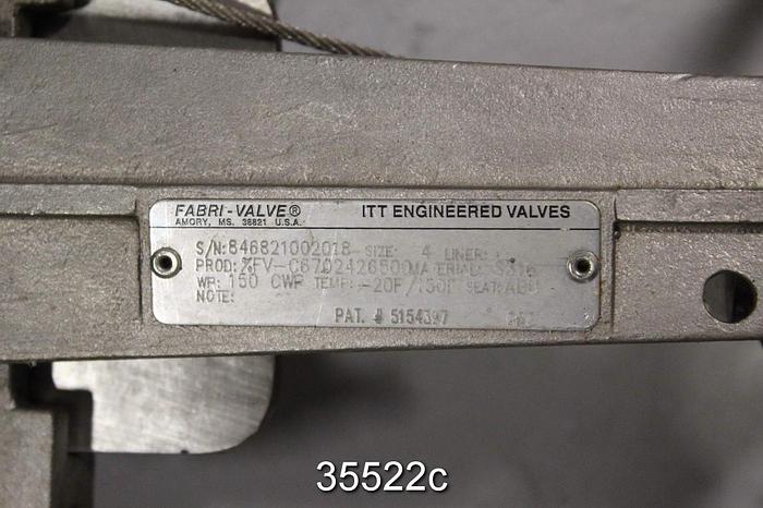 Used Fabri FV-C6702426500 4" Hand Operated Knife Gate Valve #35522